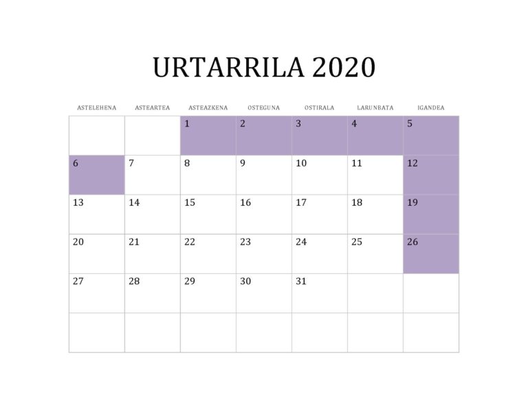 URTARRILA 2020